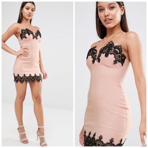 NWT Rare London Lace Trim Cross Front Dress